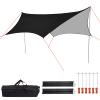 Camping tarp Waterproof, 15x15 ft Hammock Rain Fly, Mutifunctional Tent with Poles, Stakes and Ropes Included Footprint Lightweight Tarp for Camping, Hiking and Survival Shelter,Black view 1