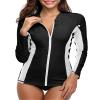 ATTRACO Women Long Sleeve UV Shirts Zip Up Rash Guard Athletic Swimsuits White S view 1