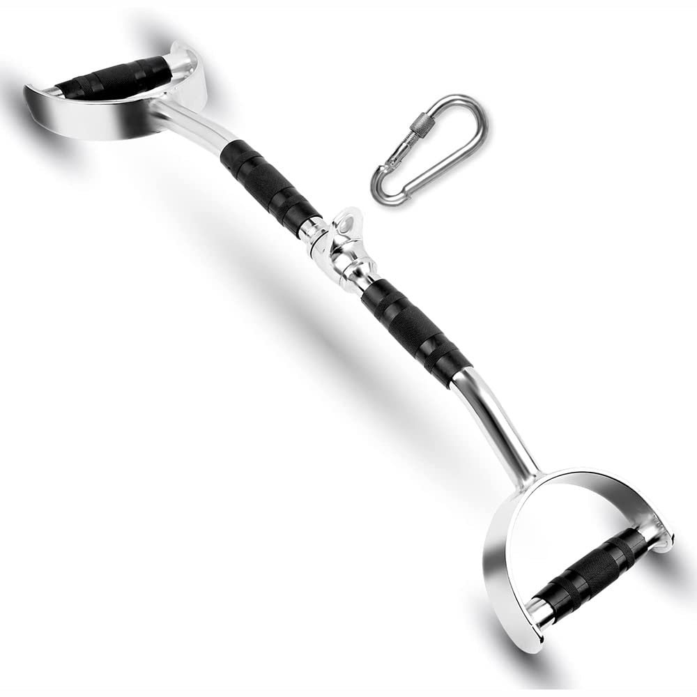 FREAZE 24" Fitness LAT Pull Down Bar With Handle, Heavy Duty Cable Machine Attachments For Gym, Rotating Weight Machine Attachment With Carabiners (Size : 62cm/24")