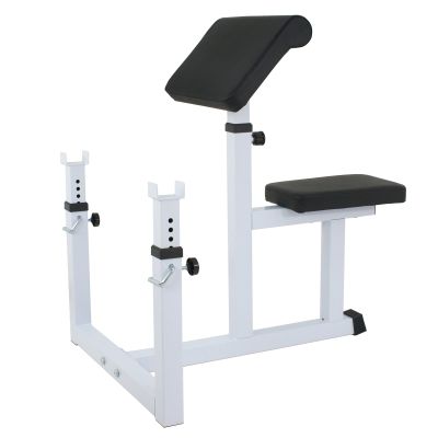 JungleA Adjustable Arm Preacher Curl Bench Machine,Bicep Tricep Muscle Strength Training Weight Bench w/Rack,Seated Arm Isolated Barbell Rack and Dumbbell Station for Home Gym Workout,550 Lbs Capacity