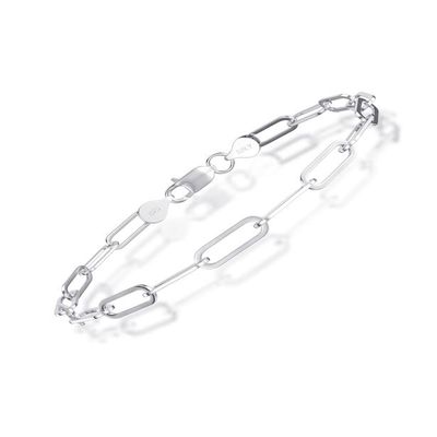 Waitsoul Silver Bracelet for Women 4mm Diamond-Cut Paperclip Chain Bracelet for Men 7 Inch