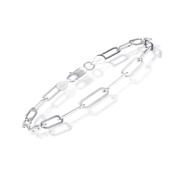 Waitsoul Silver Bracelet for Women 4mm Diamond-Cut Paperclip Chain Bracelet for Men 7 Inch