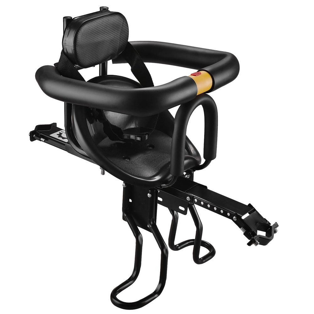 Lixada Bike Baby Seat Kids Child Carrier Front Seat Saddle Cushion with Back Rest Foot Pedals (Soft Backrest)