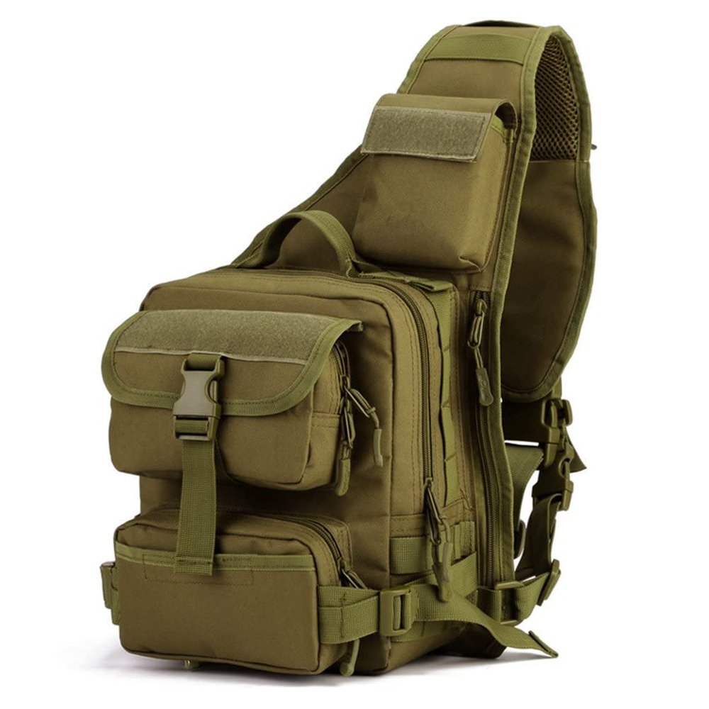 UNISTRENGH Men's Tactical Sling Bag Sling Backpack Military Shoulder Bag MOLLE Assault Range Bag for Outdoor Camping Hunting (Coyote Brown)