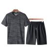 Men's Athletic Fit Short Sets 2 Piece Outfits Summer Plus Size T-Shirts and Shorts Track Suits Gym Running Workout Sweatsuit Grey view 2