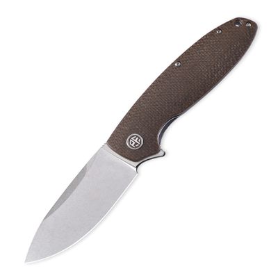 Petrified fish PFB01 Terra,3.54" D2 Steel Blade, Micarta Handle Flipper Liner lock Folding knife (Brown Stonewashed)