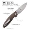 Petrified fish PFB01 Terra,3.54" D2 Steel Blade, Micarta Handle Flipper Liner lock Folding knife (Brown Stonewashed) view 2