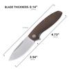 Petrified fish PFB01 Terra,3.54" D2 Steel Blade, Micarta Handle Flipper Liner lock Folding knife (Brown Stonewashed) view 3