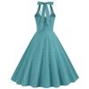 50s Dress Women Vintage Cocktail Halter Dress 1950s Rockabilly Swing Dress Pinup 50s Retro Plaid Dress with Pockets White Collar Buttons Audrey Hepburn Style Dress Casual Evening Dress Green Plaid M view 4