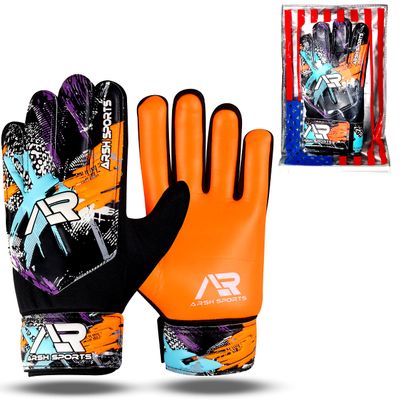 Arsh Sports Soccer Goalie Gloves, Football Goalkeeper Gloves for Kids Boys Children Youth Goalkeeping with 4mm Latex Finger Spine Protection (Orange, Size 2 Suitable for 4-5 Years)