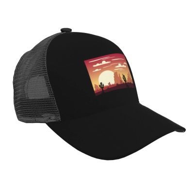LIFANGMI Beautiful Desert Sunset Landscape Picture Baseball Cap Breathable Curved Brim Mesh Caps Sun Visor Hip-Hop Hat Adjustable Trucker Hats for Men Women