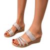 Hbeylia Wedge Sandals for Women Dressy Summer Fashion Rhinestone Ribbon Open Toe Chunky Bottom Platform Flip Flops Comfortable Bohemian Slip On Dressy Casual Sandals Slides view 1
