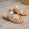 Hbeylia Wedge Sandals for Women Dressy Summer Fashion Rhinestone Ribbon Open Toe Chunky Bottom Platform Flip Flops Comfortable Bohemian Slip On Dressy Casual Sandals Slides view 2