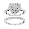 2Pcs Women Wedding Engagement Rings CZ Simulated Diamond Ring Set Luxury Fashion Exquisite Jewelry for Her (2-A, 6) view 1