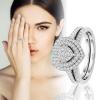 2Pcs Women Wedding Engagement Rings CZ Simulated Diamond Ring Set Luxury Fashion Exquisite Jewelry for Her (2-A, 6) view 2