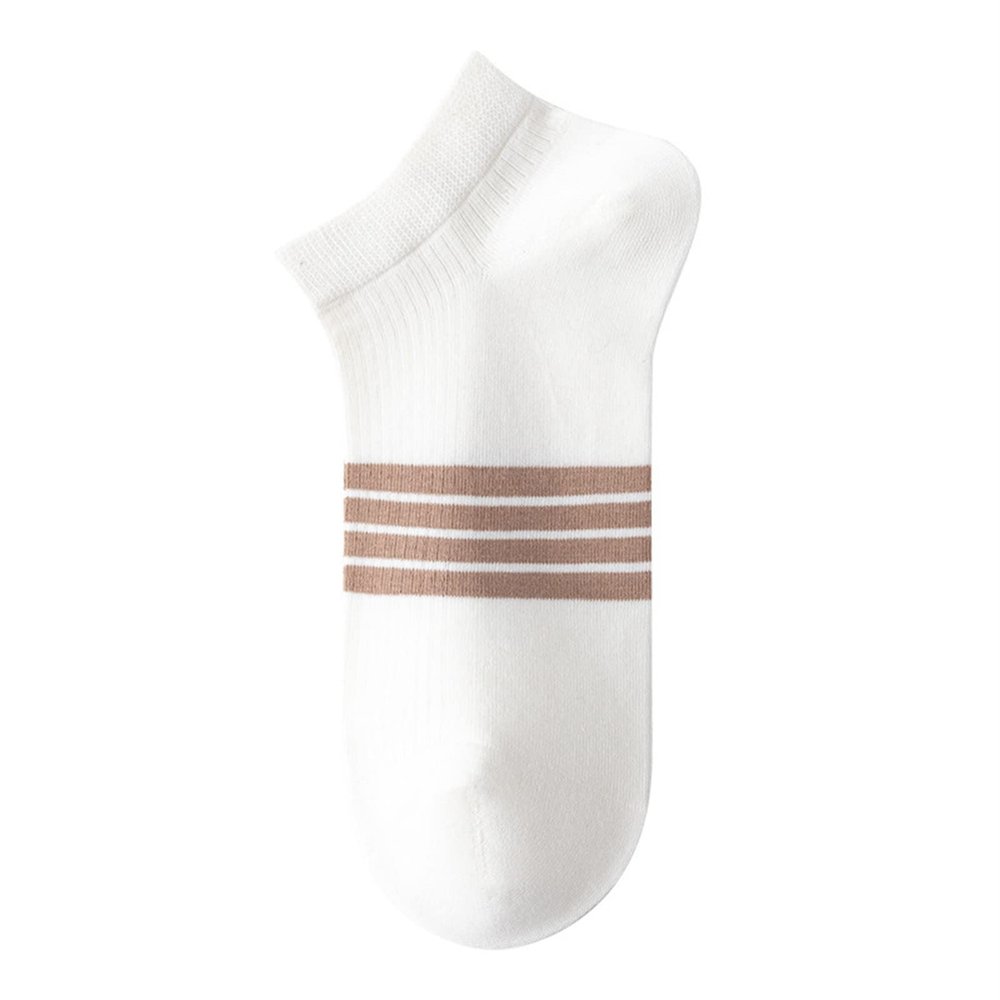 Yizelli 3 Pairs Ankle Socks for Men Cotton Low Cut Stripe Casual Socks for Spring Summer (White)