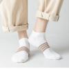 Yizelli 3 Pairs Ankle Socks for Men Cotton Low Cut Stripe Casual Socks for Spring Summer (White) view 2