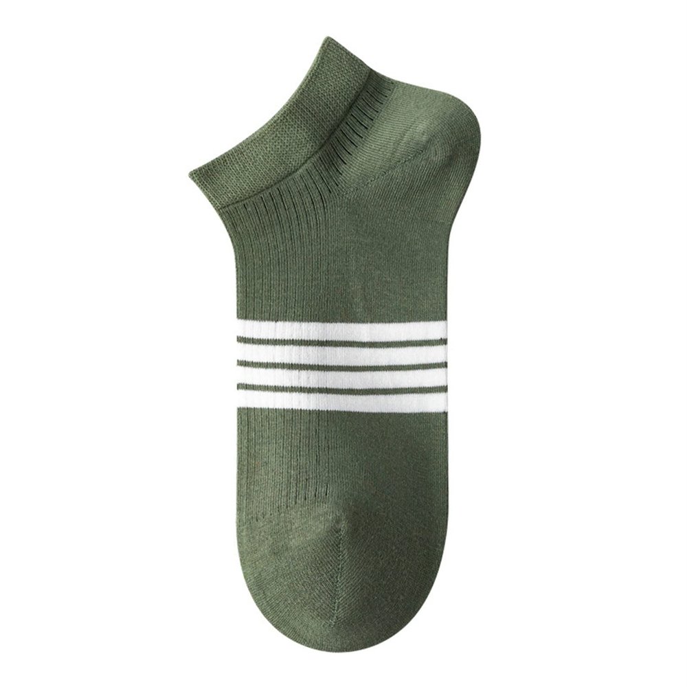Yizelli 3 Pairs Ankle Socks for Men Cotton Low Cut Stripe Casual Socks for Spring Summer (Army Green)