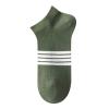 Yizelli 3 Pairs Ankle Socks for Men Cotton Low Cut Stripe Casual Socks for Spring Summer (Army Green) view 1