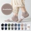 Yizelli 3 Pairs Ankle Socks for Men Cotton Low Cut Stripe Casual Socks for Spring Summer (Army Green) view 2