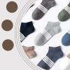 Yizelli 3 Pairs Ankle Socks for Men Cotton Low Cut Stripe Casual Socks for Spring Summer (Army Green) view 4