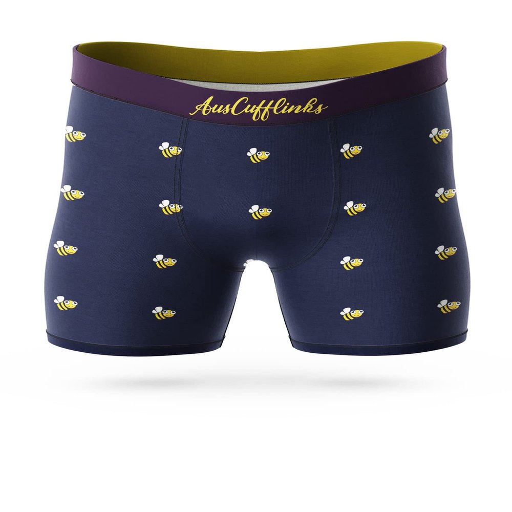 AUSCUFFLINKS Underwear For Him | Boxer Briefs Gift for Her | Brief Undies for Hubby | Quirky Novelty Present for Dad (BEE)