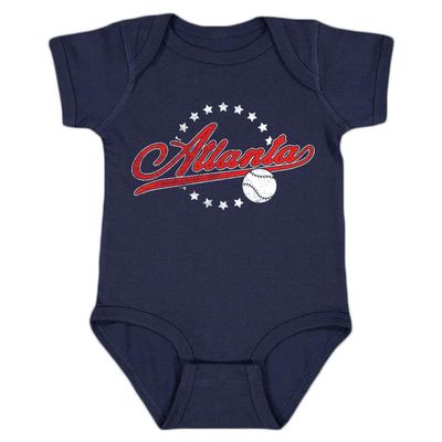 Atlanta Vintage Kid's Baby Bodysuit for Baseball Fans (Navy, 6M)