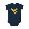 Little King NCAA Bodysuit 2 Pack Short Sleeve-100% Cotton-West Virginia-Navy & Grey-6 Months view 2