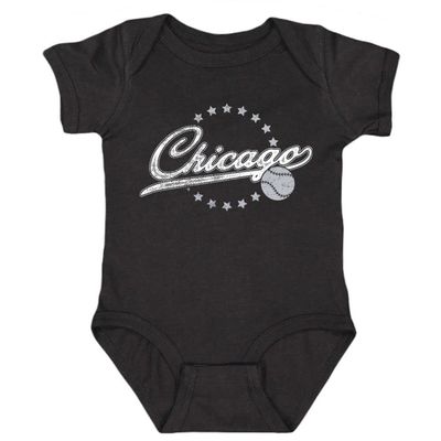 Chicago Vintage Kid's Baby Bodysuit for Baseball Fans (Black, 6M)