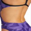 ARENA Puzzled Print Women's Challenge Back One Piece Swimsuit for Competitive or Casual Swim Ladies Bathing Suit, Black/Purple Multi, Size 32 view 4
