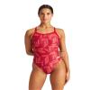 ARENA Women's Swimsuit Puzzled Team Print MaxLife Sports Suit Challenge Back One Piece Bathing Suit Competition Training Racing Swimwear, Red/Red Multi, US Size 24 view 1