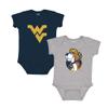 Little King NCAA Bodysuit 2 Pack Short Sleeve-100% Cotton-West Virginia-Navy & Grey-0-3 Months view 1