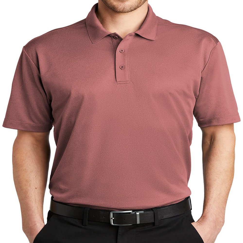 DRIEQUIP Men's Silk Touch Heathered Golf Polo Shirts-S-GarnetHeather