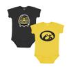 Little King NCAA Bodysuit 2 Pack Short Sleeve-100% Cotton-Iowa-Black & Gold-18 Months view 1