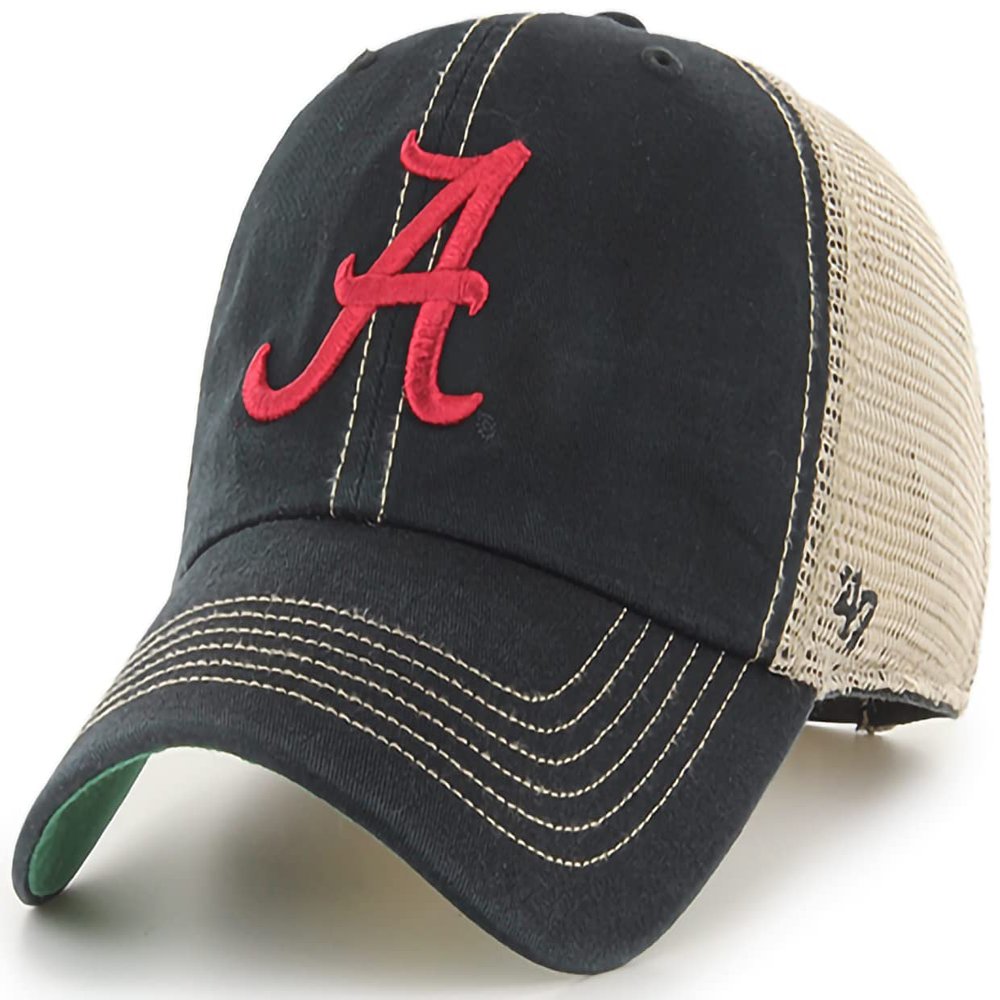 47 NCAA Trawler Team Color Mesh Trucker Clean Up Adjustable Hat, Adult One Size Fits All - Alabama Crimson Tide Black