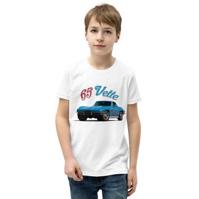 1965 'Vette Coupe C2 Vette Classic Collector Car Custom Youth Short Sleeve T-Shirt White