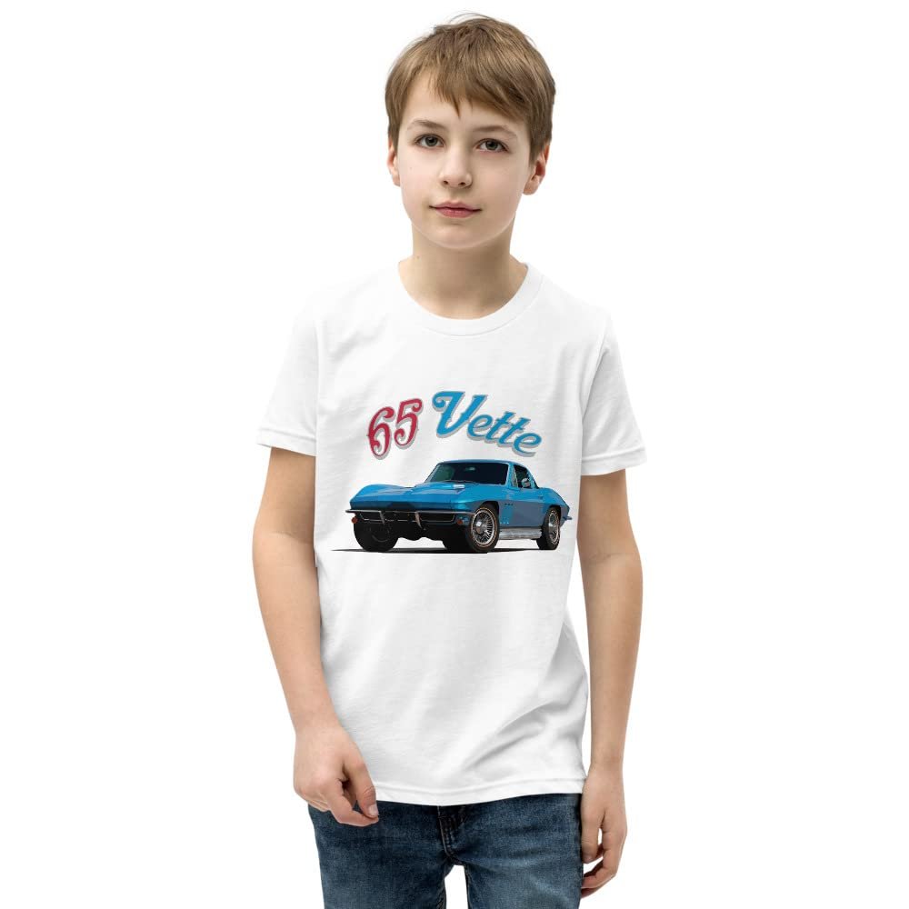 1965 'Vette Coupe C2 Vette Classic Collector Car Custom Youth Short Sleeve T-Shirt White