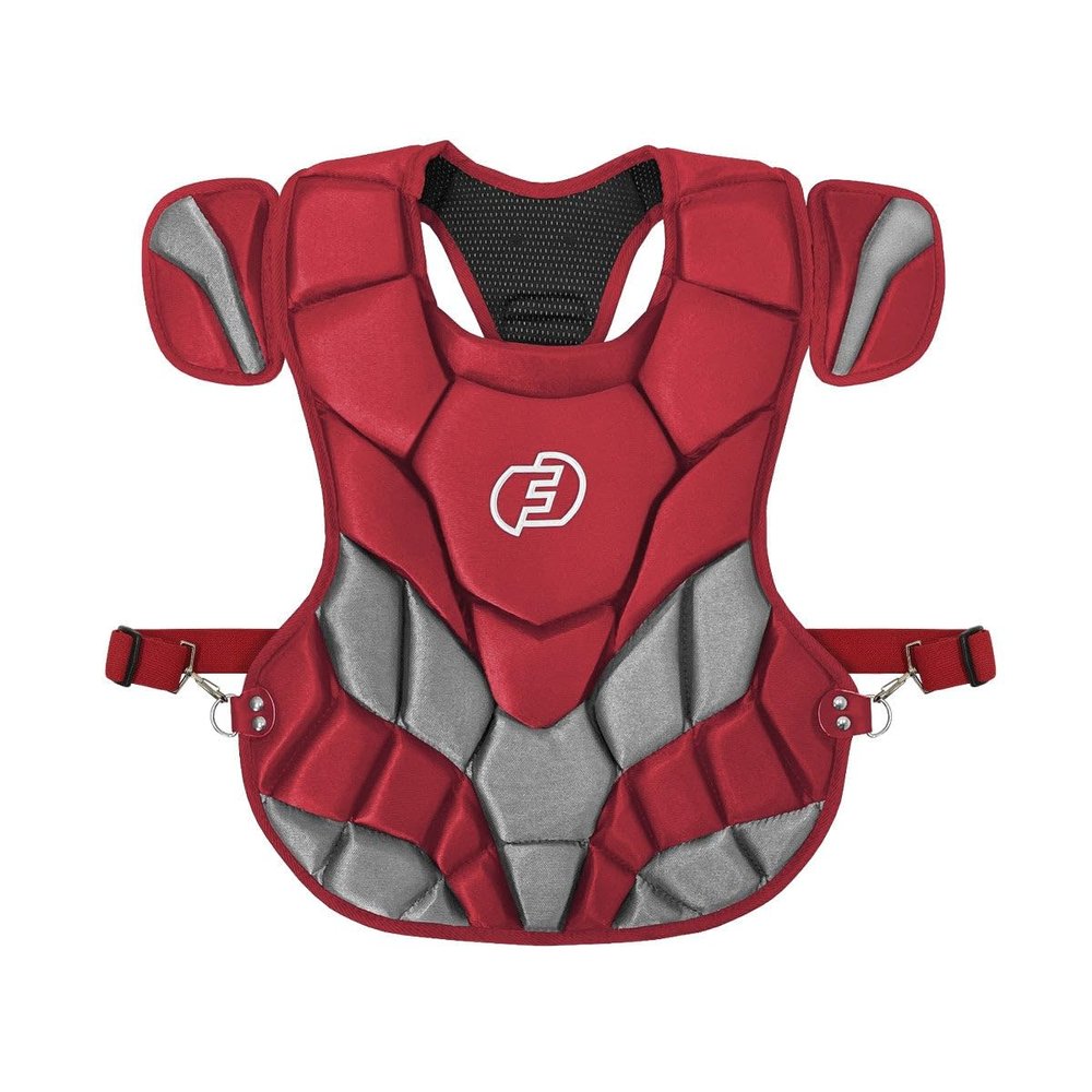 Force3 Pro Gear Catcher Chest Protector with Dupont Kevlar | SEI Certified to Meet NOCSAE Standard (Red/Gray, Youth)