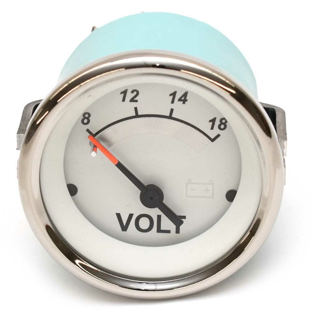 VeeThree Boat Voltmeter Gauge 67525F | White Sterling Series 2 Inch
