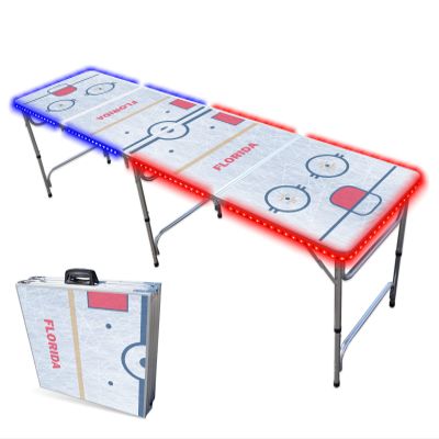 PARTYPONG 8-Foot Professional Beer Pong Table w/LED Lights - Florida Hockey Rink