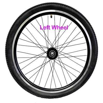 FOMAS Adults tricycle Wheels, trike Wheels, three Wheels, double wall alloy rim, 36x13G black spoke with tire and tube for axle size 15mm(9/16") (24" Left Wheel)