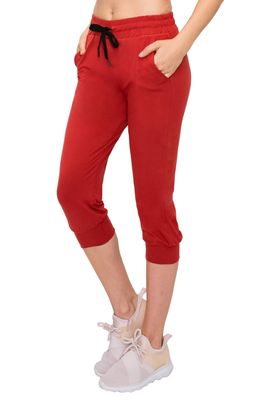 ALWAYS Womens Capri Jogger Sweatpants with Pockets Super Soft Stretch Lounge Pants, Casual Joggers for Women, Yoga Workout & Daily Wear, Red US 3XL