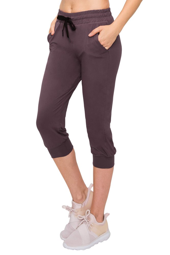 ALWAYS Womens Capri Jogger Sweatpants with Pockets Super Soft Stretch Lounge Pants, Casual Joggers for Women, Yoga Workout & Daily Wear, Vintage Violet L