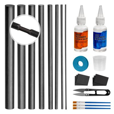 THKFISH Fishing Rod Repair Kit with Carbon Fiber Sticks, Rod Tips & Eyelet Replacement Kit, Complete for Rod Building Supplies