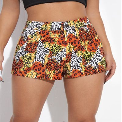 ABZEKH Shorts for Women Shorts Women's Shorts Zebra Striped & Leopard Print Shorts Shorts (Color : Multicolor, Size : X-Small)