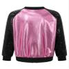 JEATHA Kids Girls Bomber Jacket Shiny Sequin Raglan Long Sleeve Zip Up Jackets for Hip Hop Latin Jazz Dance Pink 8 Years view 2