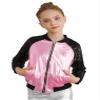 JEATHA Kids Girls Bomber Jacket Shiny Sequin Raglan Long Sleeve Zip Up Jackets for Hip Hop Latin Jazz Dance Pink 8 Years view 3
