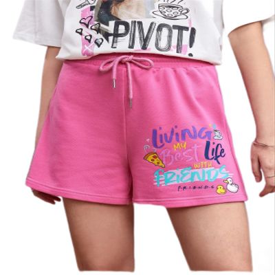 CRTGW Shorts for Women Cartoon & Slogan Graphic Shorts (Color : Pink, Size : Small)