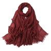 Solid color linen scarf extra large warm gauze travel sunscreen shading shawl cape cape dual-use gift (Wine red) view 1