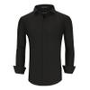 Alex Vando Mens Dress Shirts Wrinkle Free Regular Fit Stretch Button Down Shirt,All Black,S view 1